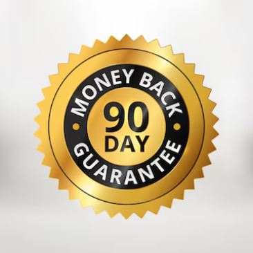 90 day satisfaction guarantee badge representing a clear refund policy and customer assurance
