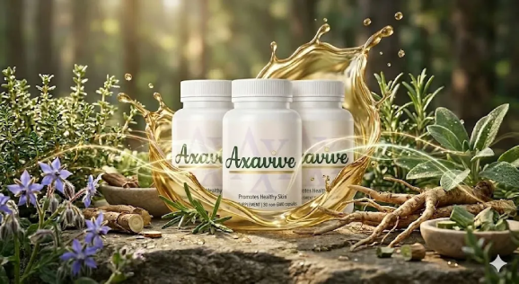 Diagram showing how Axavive supports skin appearance through a daily routine and internal nourishment process